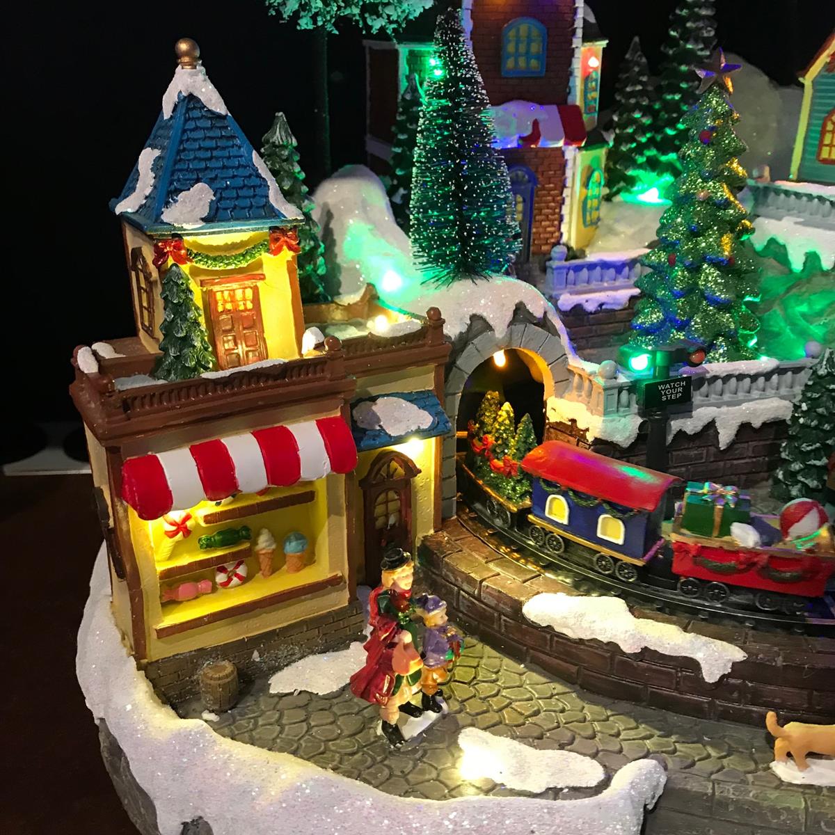 Lumineo Multi Coloured LED Winter Christmas Village Scene With Moving